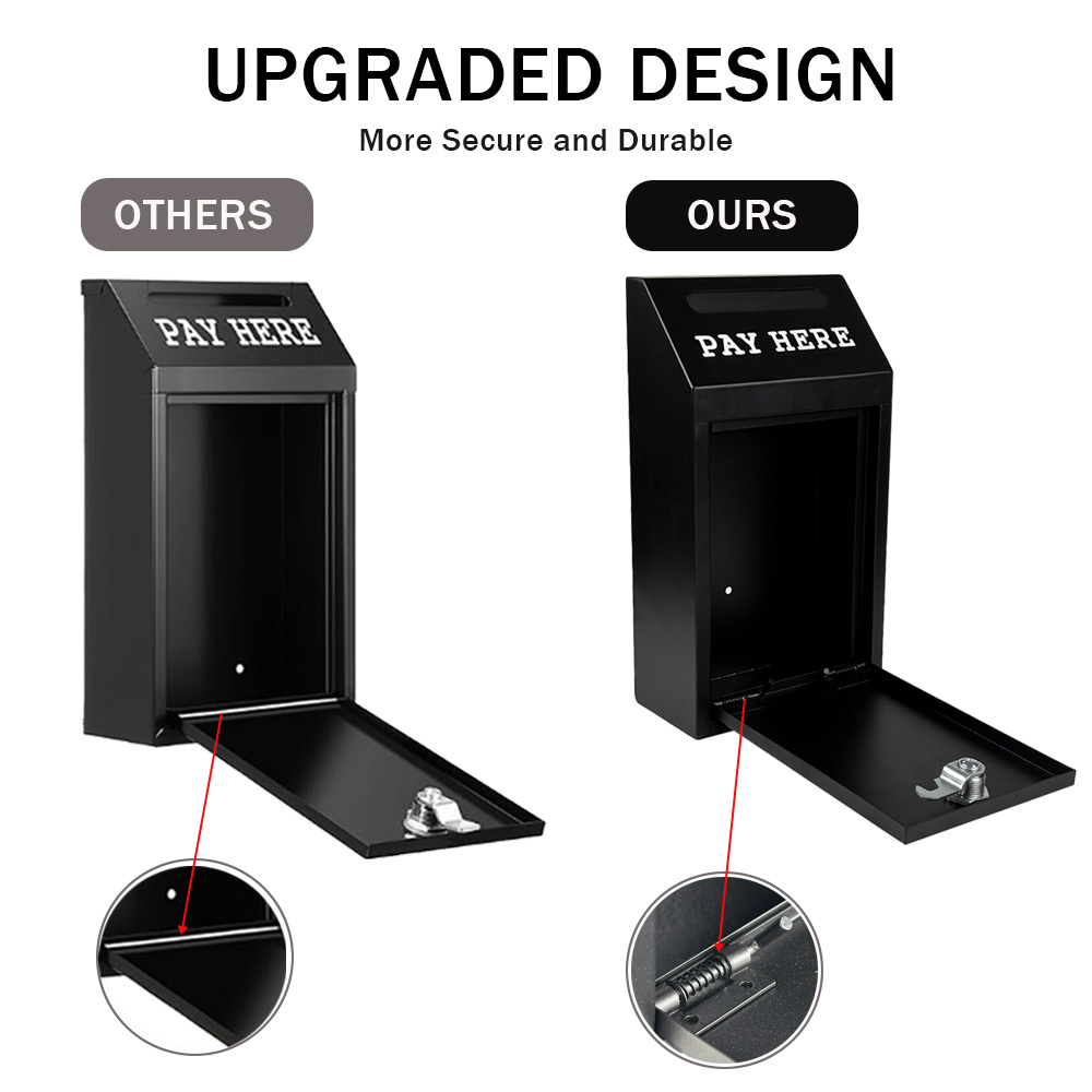 Secure Cash Box with Lock Wall Mount Metal Donation & Mailbox for Home, Office, and Outdoor Use