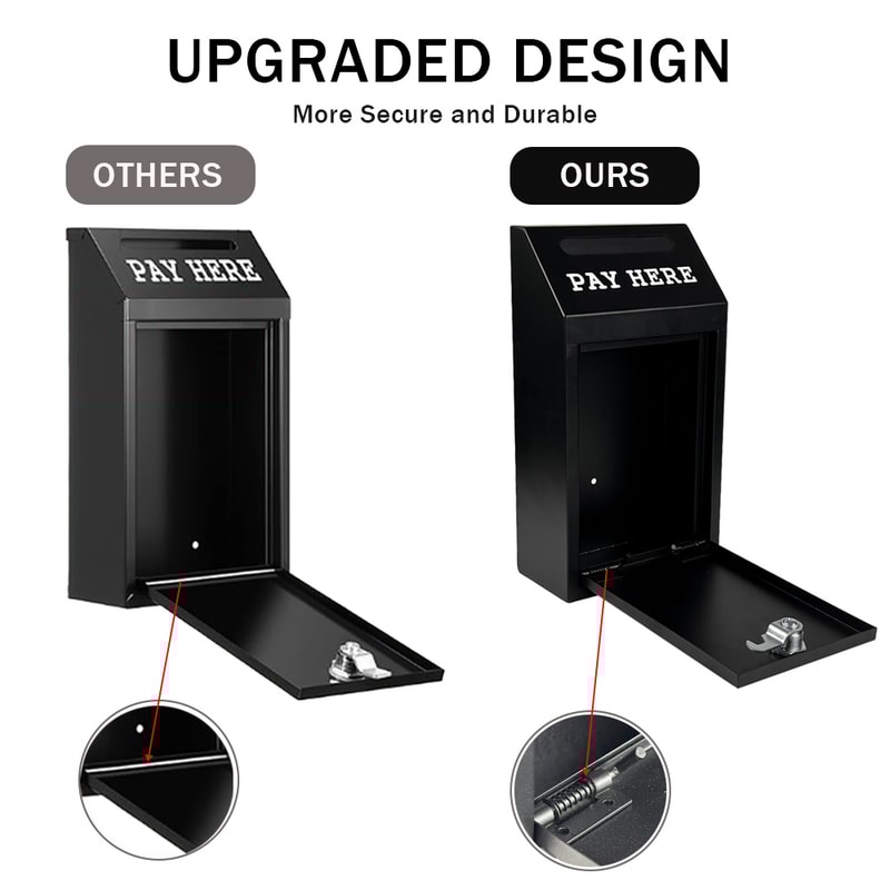 Secure Cash Box with Lock Wall Mount Metal Donation & Mailbox for Home, Office, and Outdoor Use