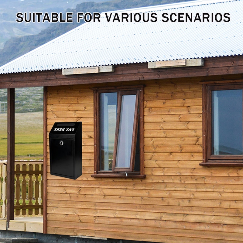 Secure Cash Box with Lock Wall Mount Metal Donation & Mailbox for Home, Office, and Outdoor Use