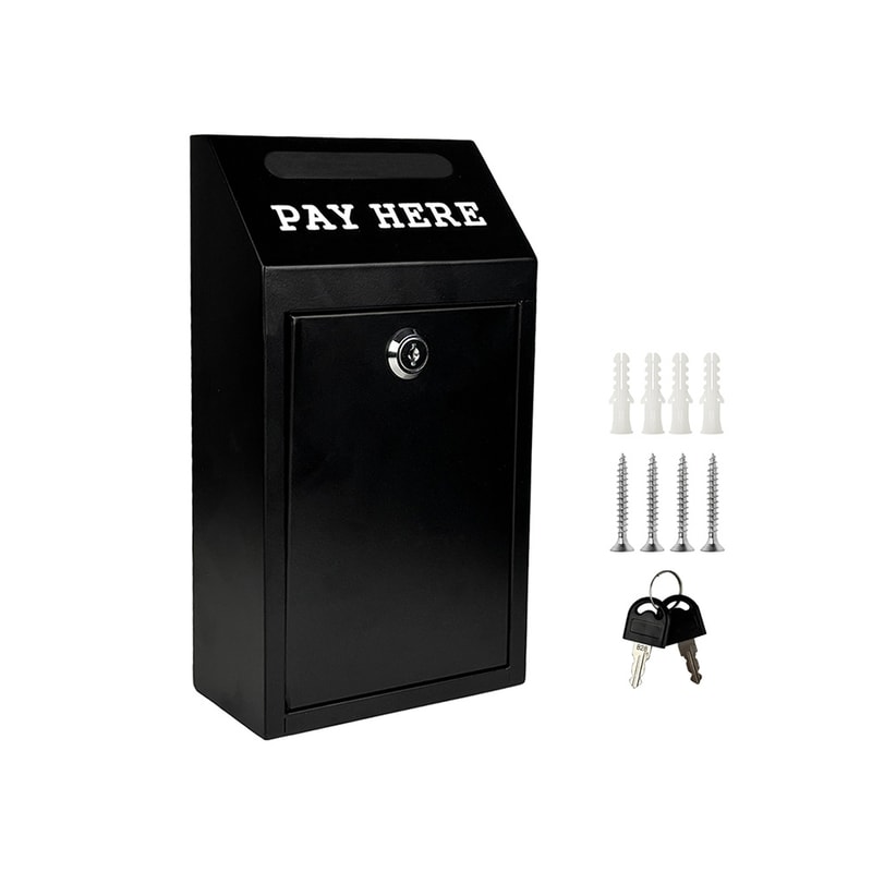Secure Cash Box with Lock Wall Mount Metal Donation & Mailbox for Home, Office, and Outdoor Use