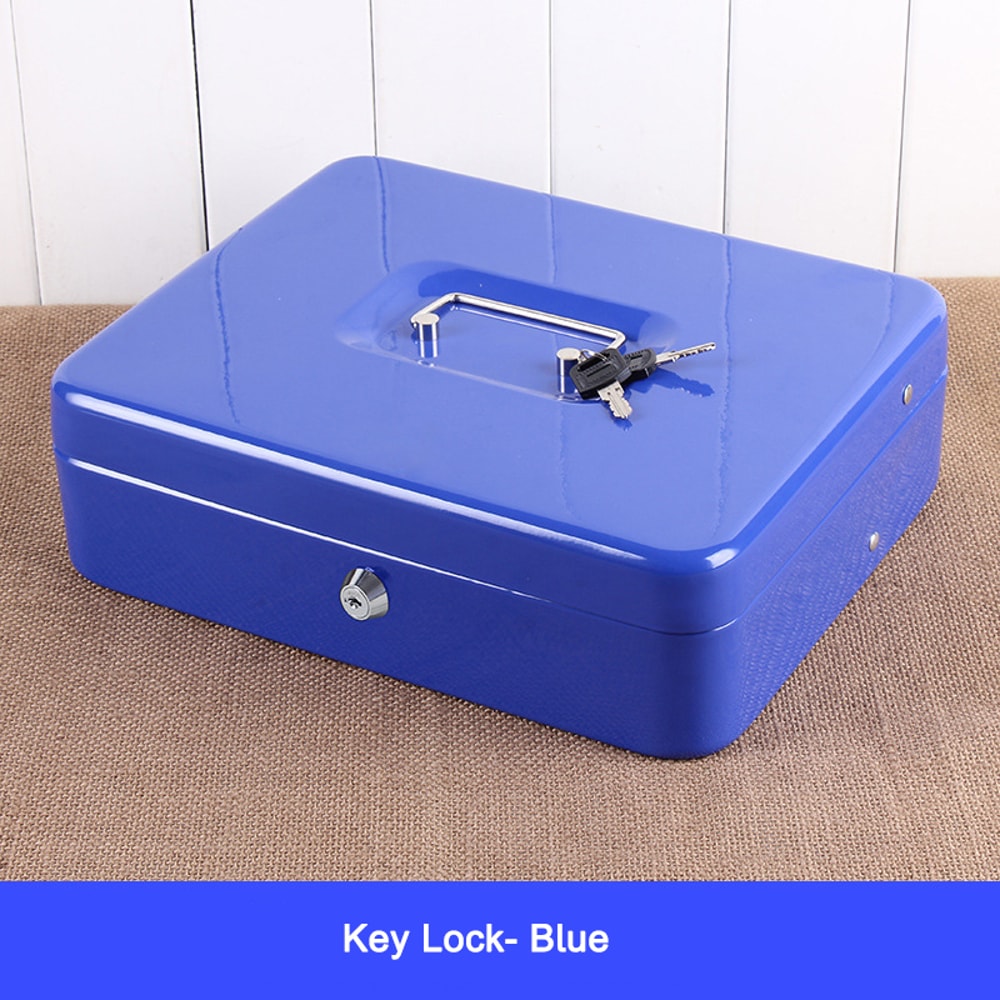 Desk Steel Safe Cash Box With Lock Coin Compartment Bill Clips For Cash Register Home Organizatio 8