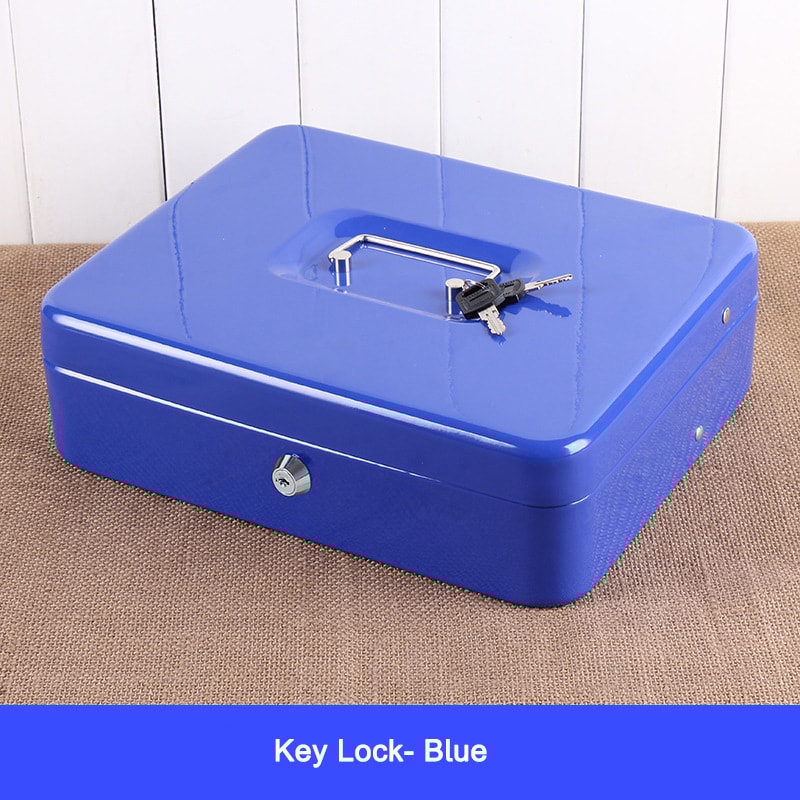 Desk Steel Safe Cash Box With Lock Coin Compartment Bill Clips For Cash Register Home Organizatio 8