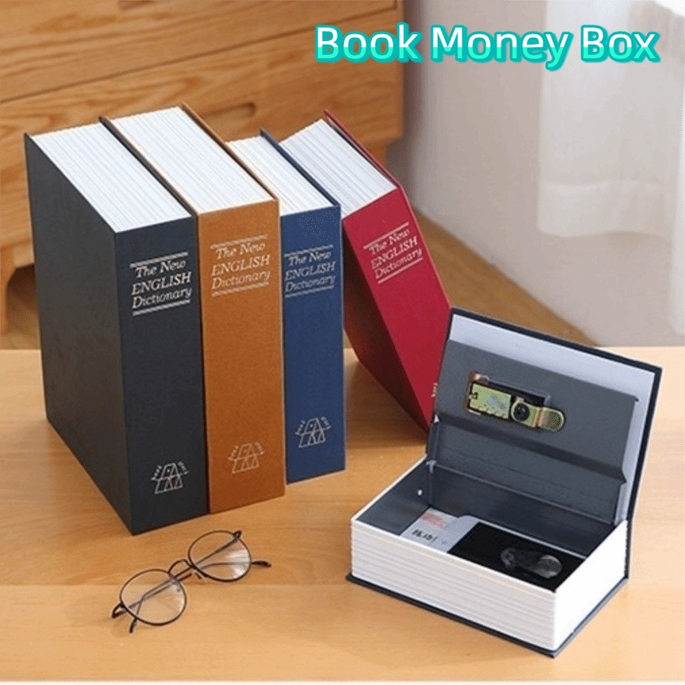 Metal Book Money Box Hollow Book Simulation Piggy Bank With Combination Lock For Secure Storage 1