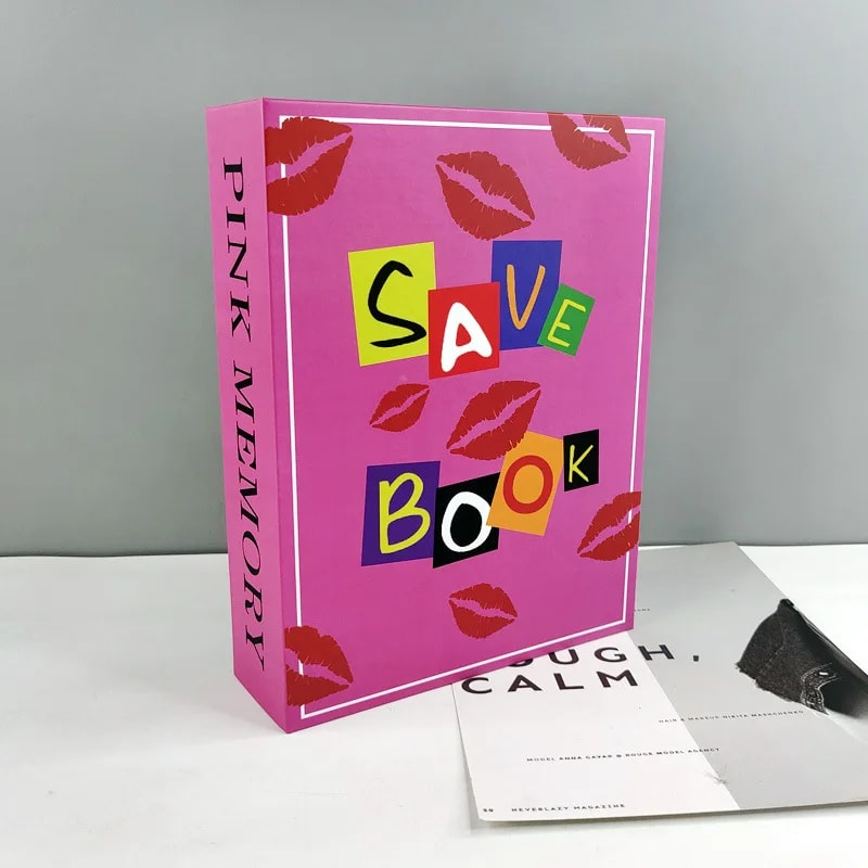 Pink Hidden Book Safe Box With CodeKey Lock Steel Simulation Money Cash Organizer Box 4