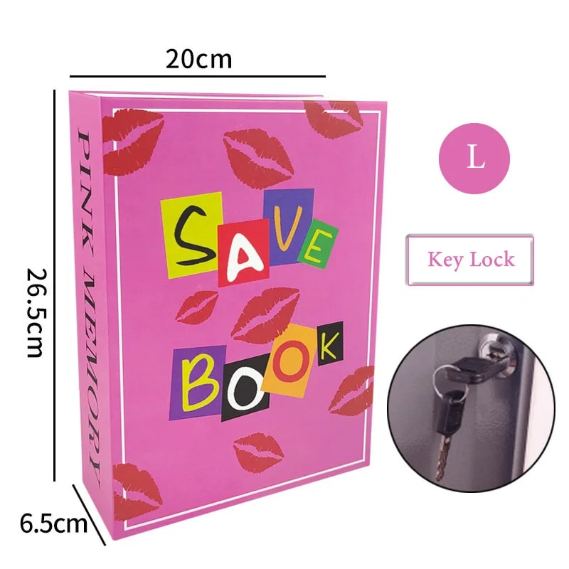 Pink Hidden Book Safe Box With CodeKey Lock Steel Simulation Money Cash Organizer Box 8