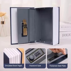 book-shaped secret safe decorative metal money box with combination lock, piggy bank for home security