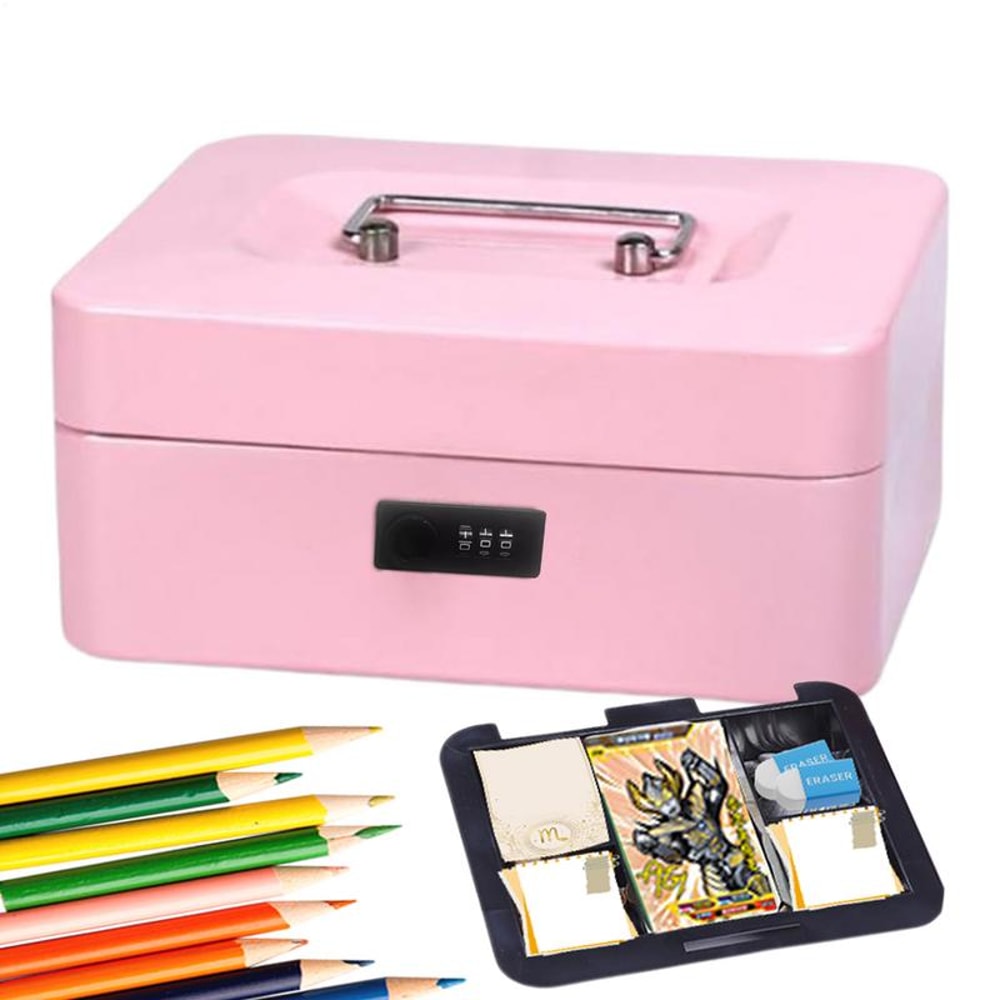 Portable Safe Box Secure Money, Jewelry & Cards with a Lock and Security Code for Travel