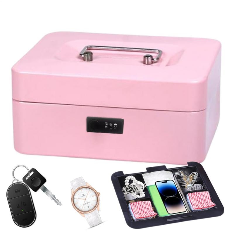 Portable Safe Box Secure Money, Jewelry & Cards with a Lock and Security Code for Travel