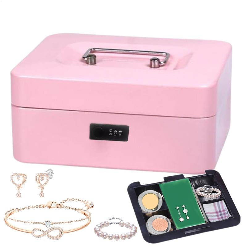Portable Safe Box Secure Money, Jewelry & Cards with a Lock and Security Code for Travel