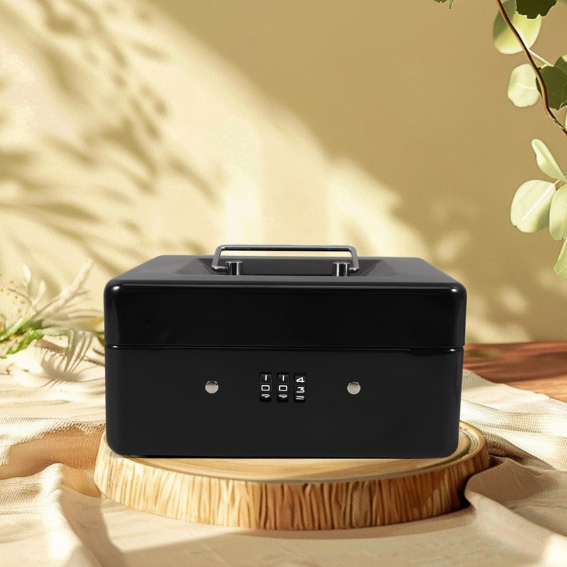 Heavy Duty Iron Safe with Password Lock and Removable Tray Large Capacity Money Box for Home, Office, and Hotel Storage