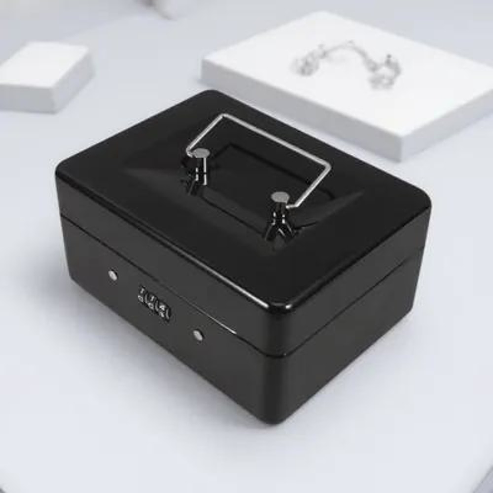 Heavy Duty Iron Safe with Password Lock and Removable Tray Large Capacity Money Box for Home, Office, and Hotel Storage