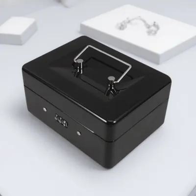 Heavy Duty Iron Safe with Password Lock and Removable Tray Large Capacity Money Box for Home, Office, and Hotel Storage
