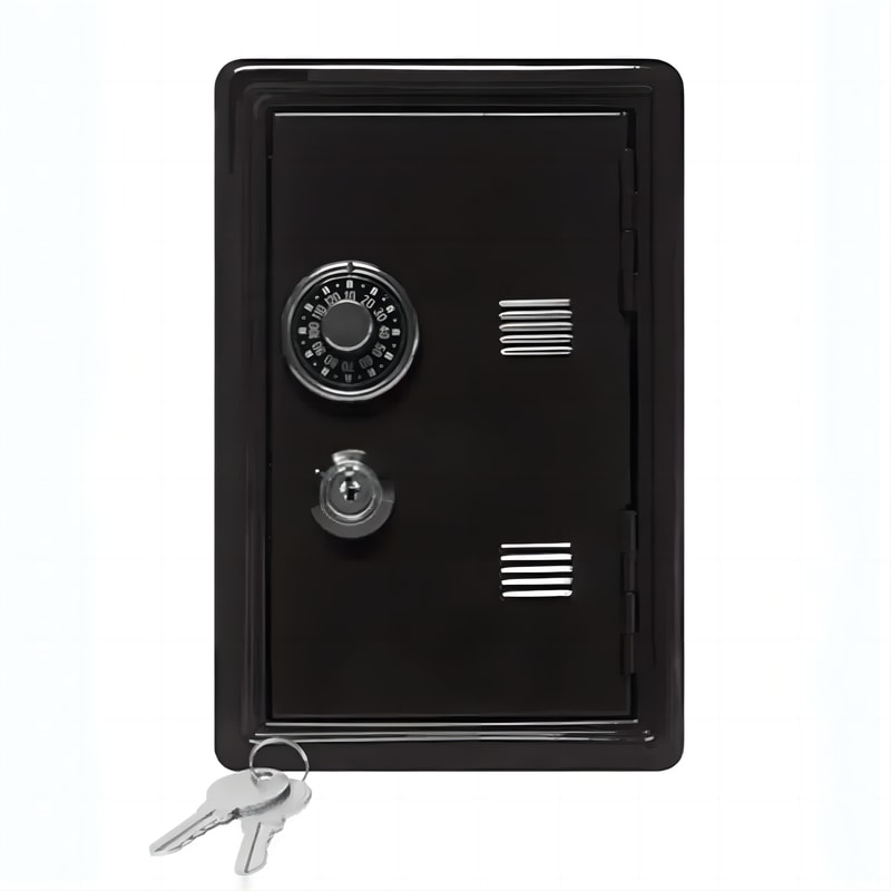 Mini Metal Safe For Household Car Vertical Piggy Bank Key Insurance Cabinet 4