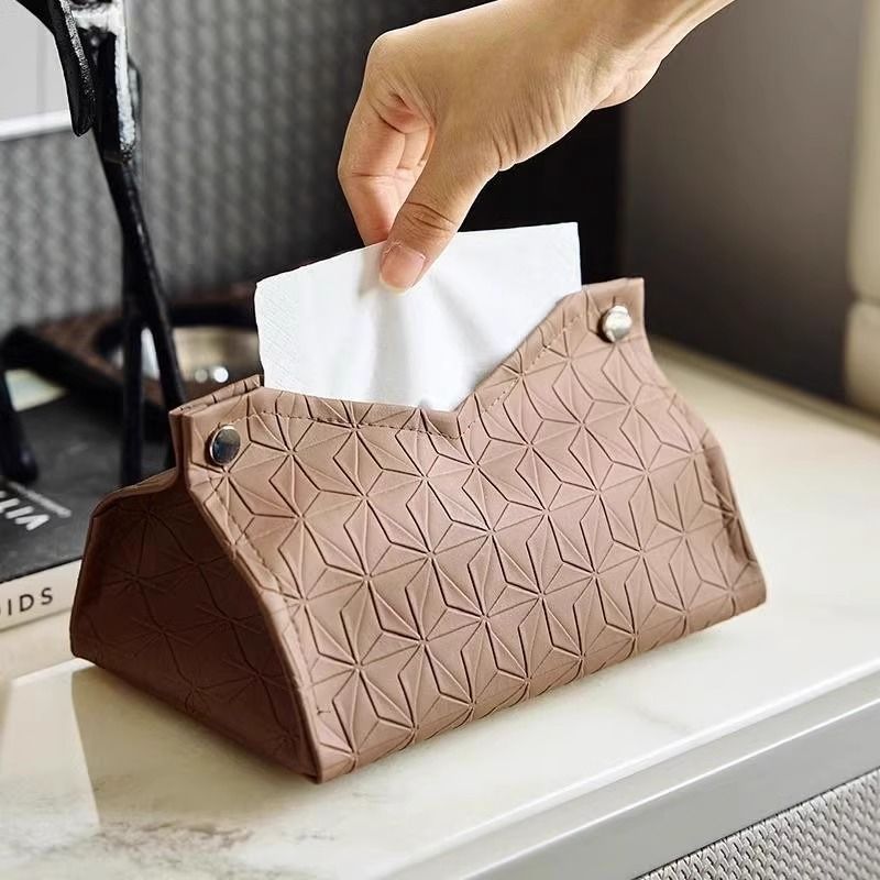 Geometric Texture Tissue Box for Living Room or Bathroom, Light Luxury Toilet Paper Holder & Household Storage Solution
