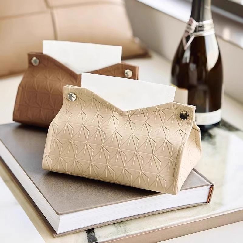Geometric Texture Tissue Box for Living Room or Bathroom, Light Luxury Toilet Paper Holder & Household Storage Solution