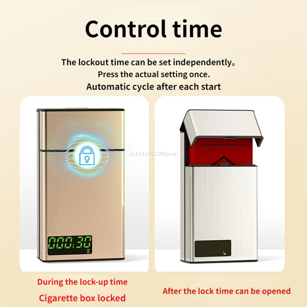 Smart Cigarette Lock Box for Smoking Cessation Timing Control Aluminum Alloy Box