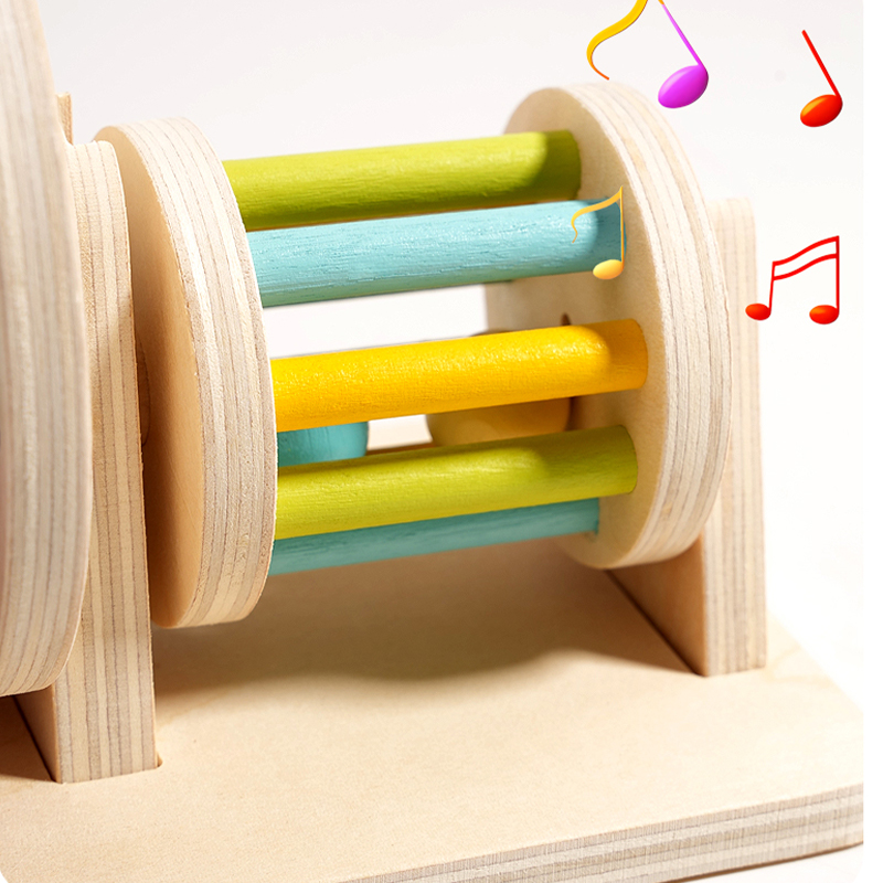 Montessori Wooden Spinning Drum Baby Toy for Early Development and Sensory Play