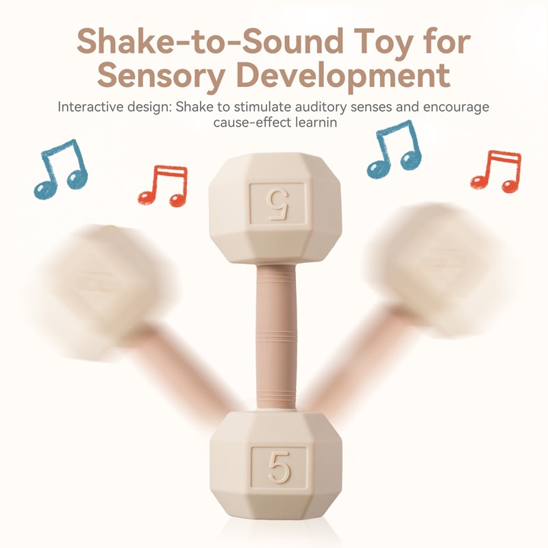 Baby Silicone Teething Rattle Toy – Sensory Cognitive Dumbbell Bell for Babies, Crib Toy, Music Bell, Gift for Newborns