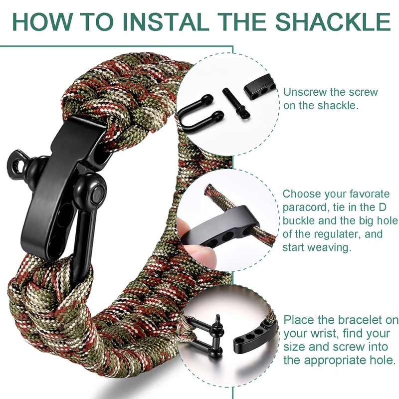 Adjustable Paracord Bracelet Shackle Buckle Metal U Shackle Clip For Survival Gear Accessories 3