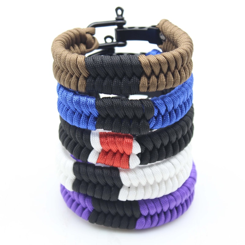 Adjustable Paracord Bracelet for Men & Women Fashionable Survival Wristband with Core Rope & Metal Buckle for Outdoor