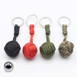tactical paracord keychain with steel ball monkey fist pendant for outdoor survival & self defense