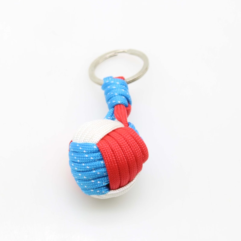 Tactical Paracord Keychain with Steel Ball Monkey Fist Pendant for Outdoor Survival & Self Defense