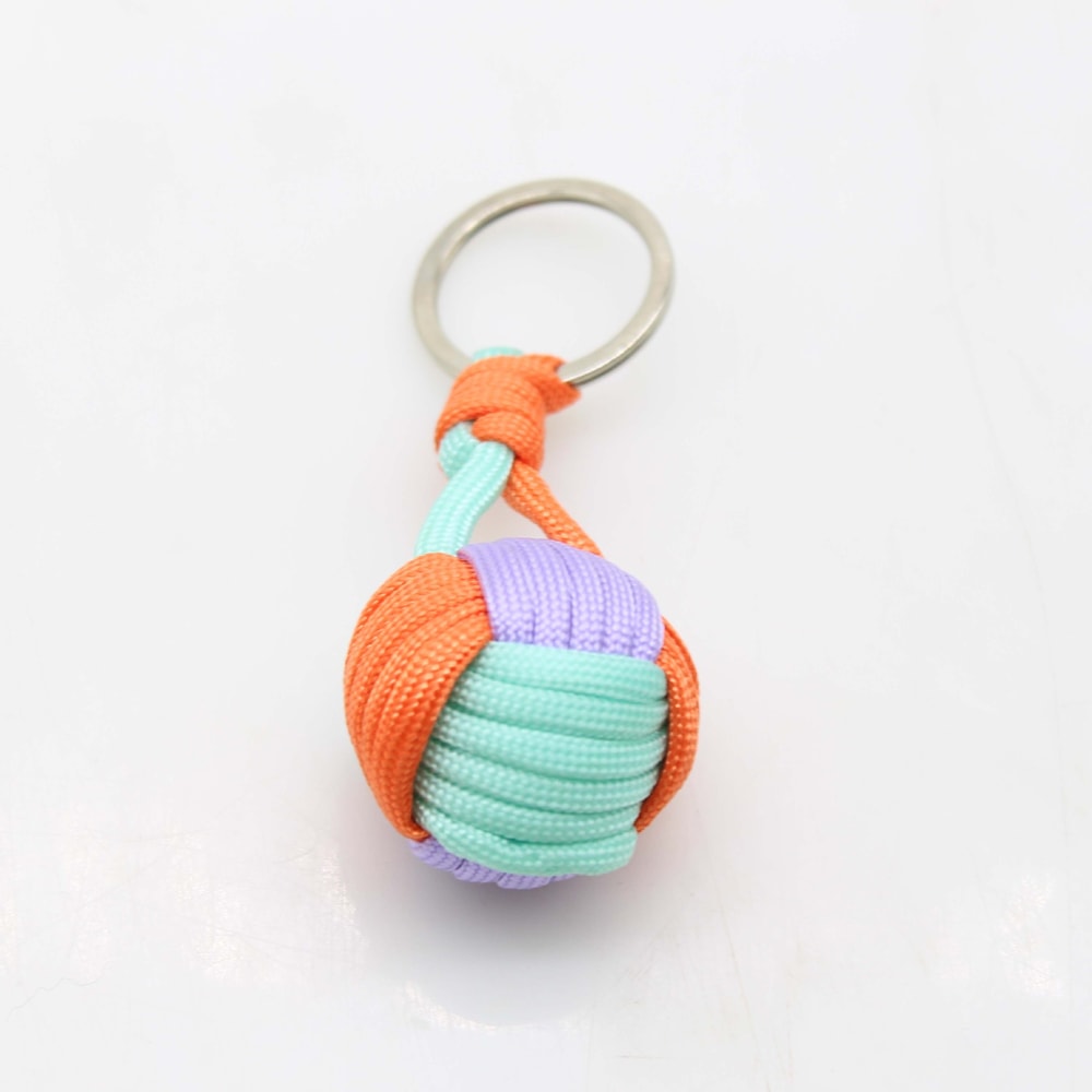 Tactical Paracord Keychain with Steel Ball Monkey Fist Pendant for Outdoor Survival & Self Defense