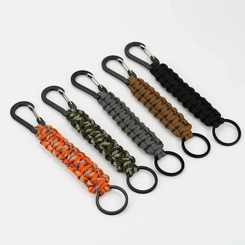 Premium Military Braided Paracord Keychain With Carabiner Essential Survival Gear For Outdoor Campi 0