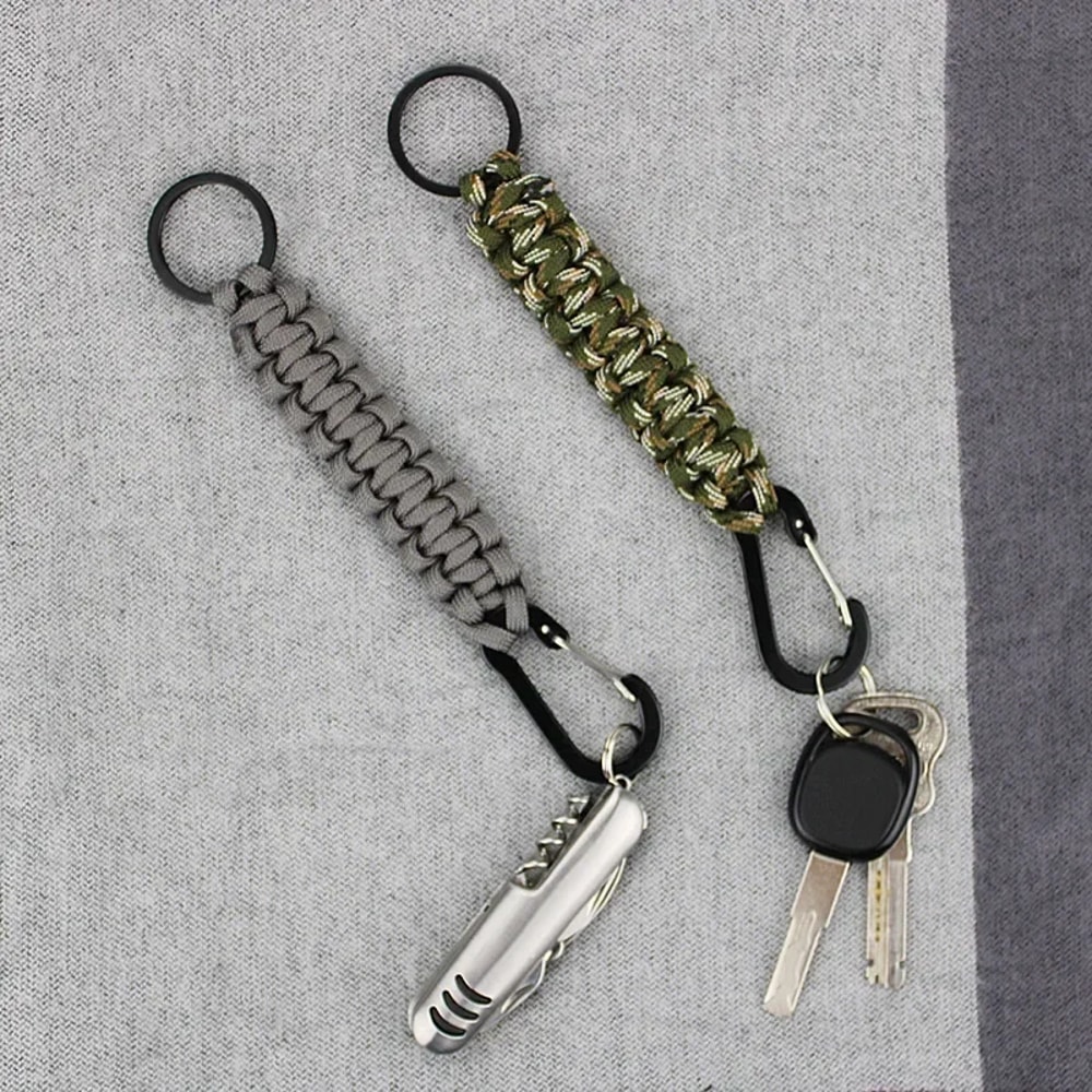 Premium Military Braided Paracord Keychain With Carabiner Essential Survival Gear For Outdoor Campi 4