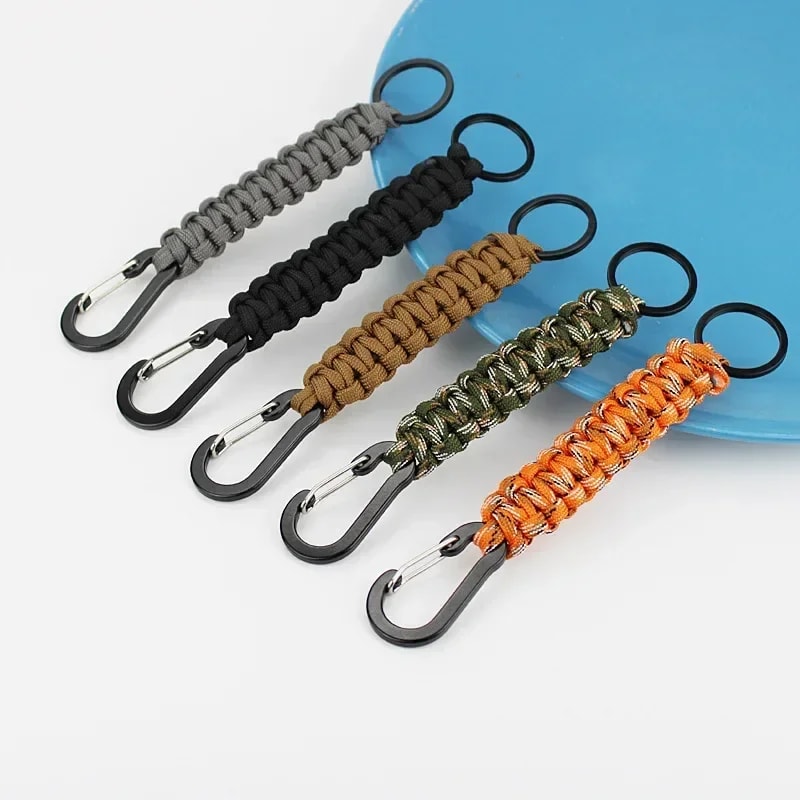 Premium Military Braided Paracord Keychain With Carabiner Essential Survival Gear For Outdoor Campi 5