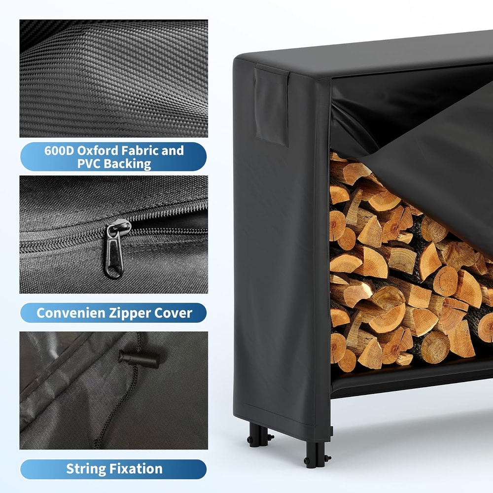 Firewood Rack with Waterproof Cover Heavy Duty Metal Log Holder for Outdoor Storage,Capacity