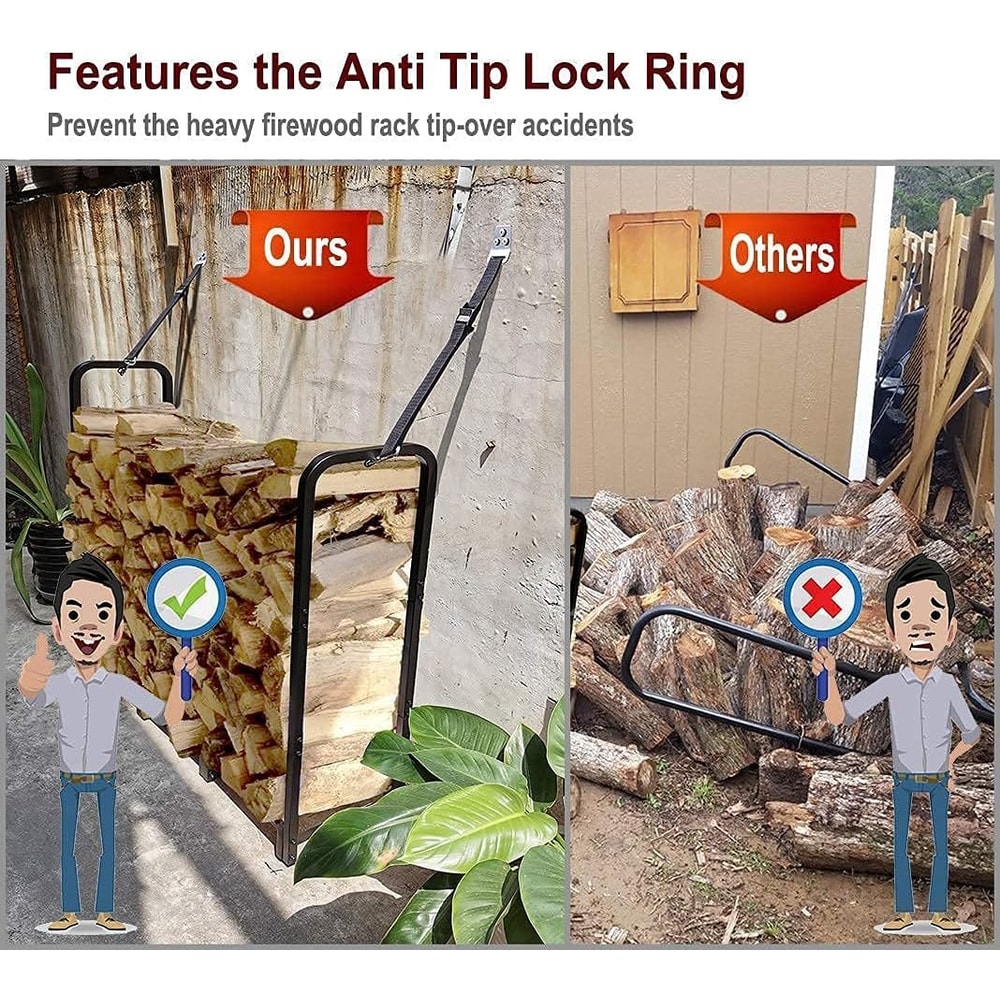 Heavy Duty Wood Storage Rack Outdoor & Indoor Firewood Holder Stand