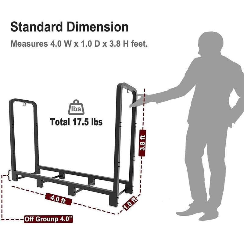 Heavy Duty Wood Storage Rack Outdoor & Indoor Firewood Holder Stand