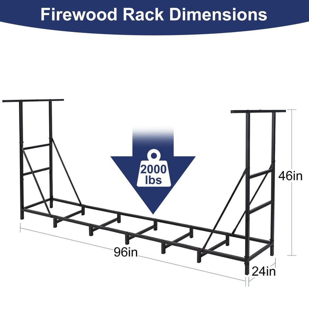 Adjustable Firewood Rack Heavy Duty Outdoor/Indoor Wood Holder, Metal Log Storage