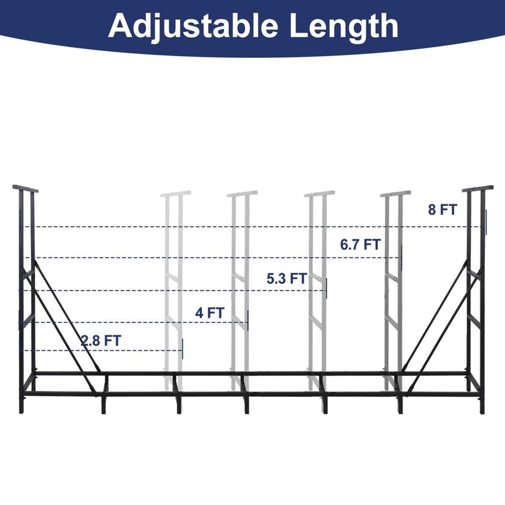 Adjustable Firewood Rack Heavy Duty Outdoor/Indoor Wood Holder, Metal Log Storage