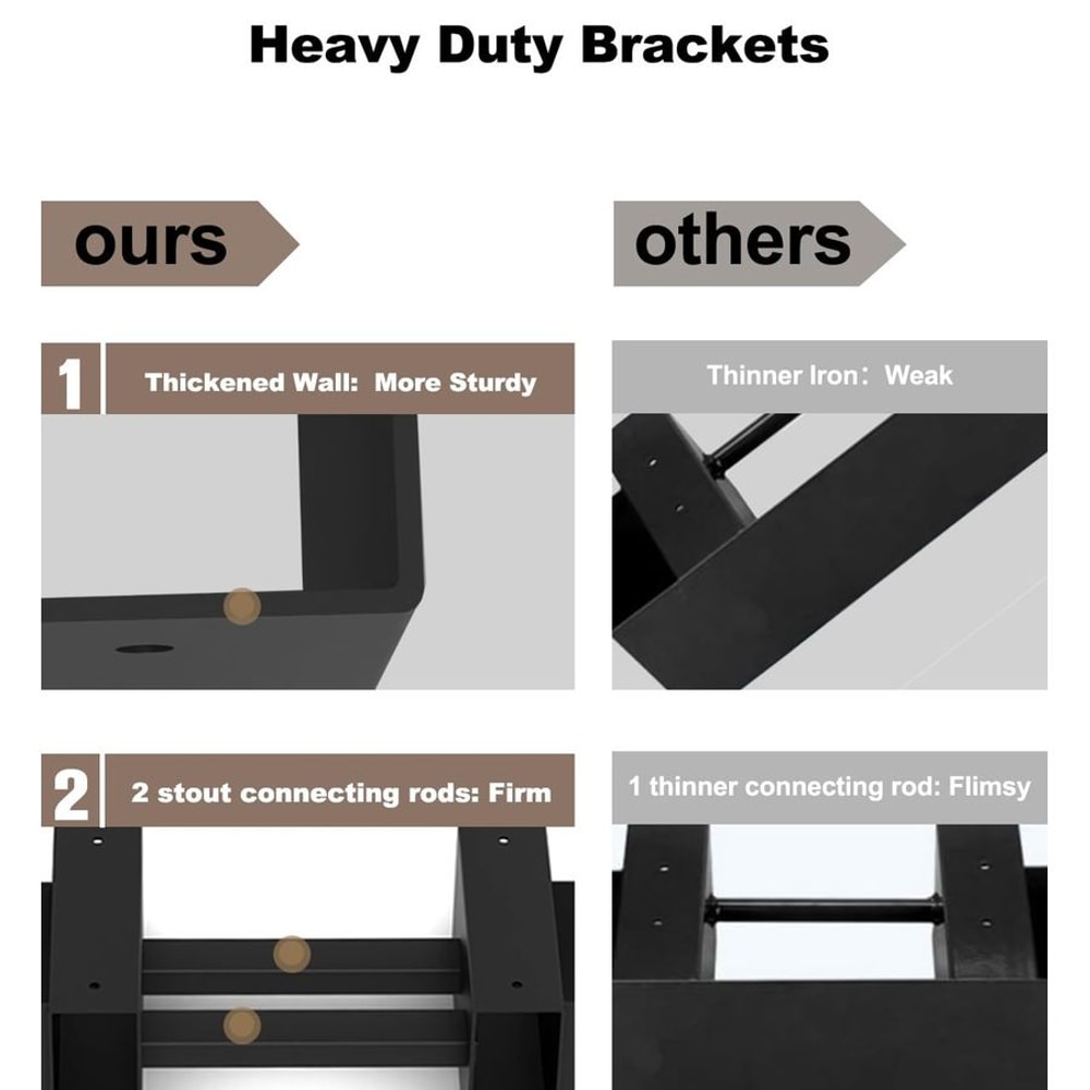 Heavy Duty Firewood Rack Bracket Kit with Support Bars DIY Fireplace Log Stacking Stand Holder