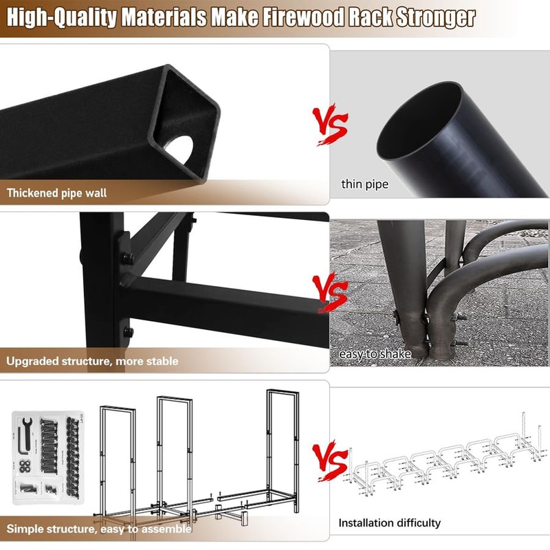 Firewood Rack with Cover Durable Outdoor Log Storage Solution for Fireplace