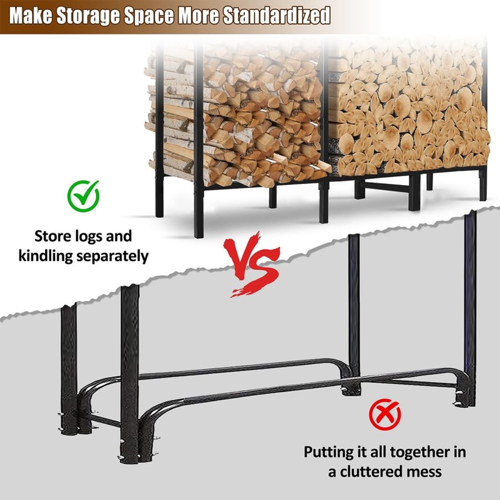 Firewood Rack with Cover Durable Outdoor Log Storage Solution for Fireplace