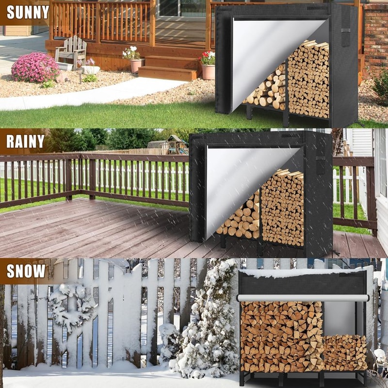 Firewood Rack with Cover Durable Outdoor Log Storage Solution for Fireplace