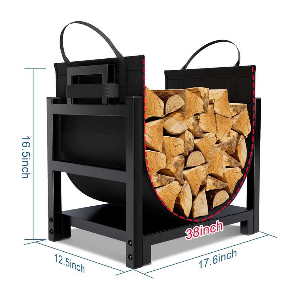 Premium Indoor Firewood Rack & Log Holder Heavy Duty Steel Wood Storage Rack with Removable Carrier