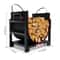 Premium Indoor Firewood Rack & Log Holder Heavy Duty Steel Wood Storage Rack with Removable Carrier