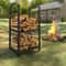 Heavy Duty Double Layer Firewood Rack Outdoor & Indoor Metal Log Holder for Fireplace, Patio, and Deck