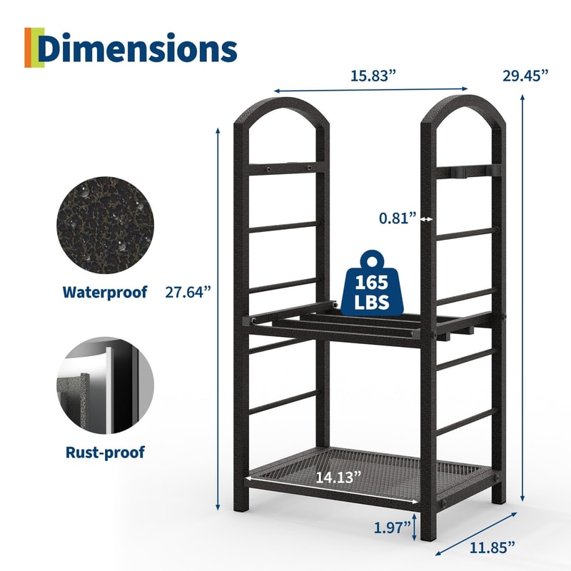 Heavy Duty Double Layer Firewood Rack Outdoor & Indoor Metal Log Holder for Fireplace, Patio, and Deck