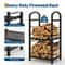 Heavy Duty Double Layer Firewood Rack Outdoor & Indoor Metal Log Holder for Fireplace, Patio, and Deck