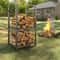 Heavy Duty Double Layer Firewood Rack Outdoor & Indoor Metal Log Holder for Fireplace, Patio, and Deck