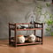 Double Layer Solid Wood Tea Set Organizer Stylish Functional Countertop Storage Stand For Tea Table 0
