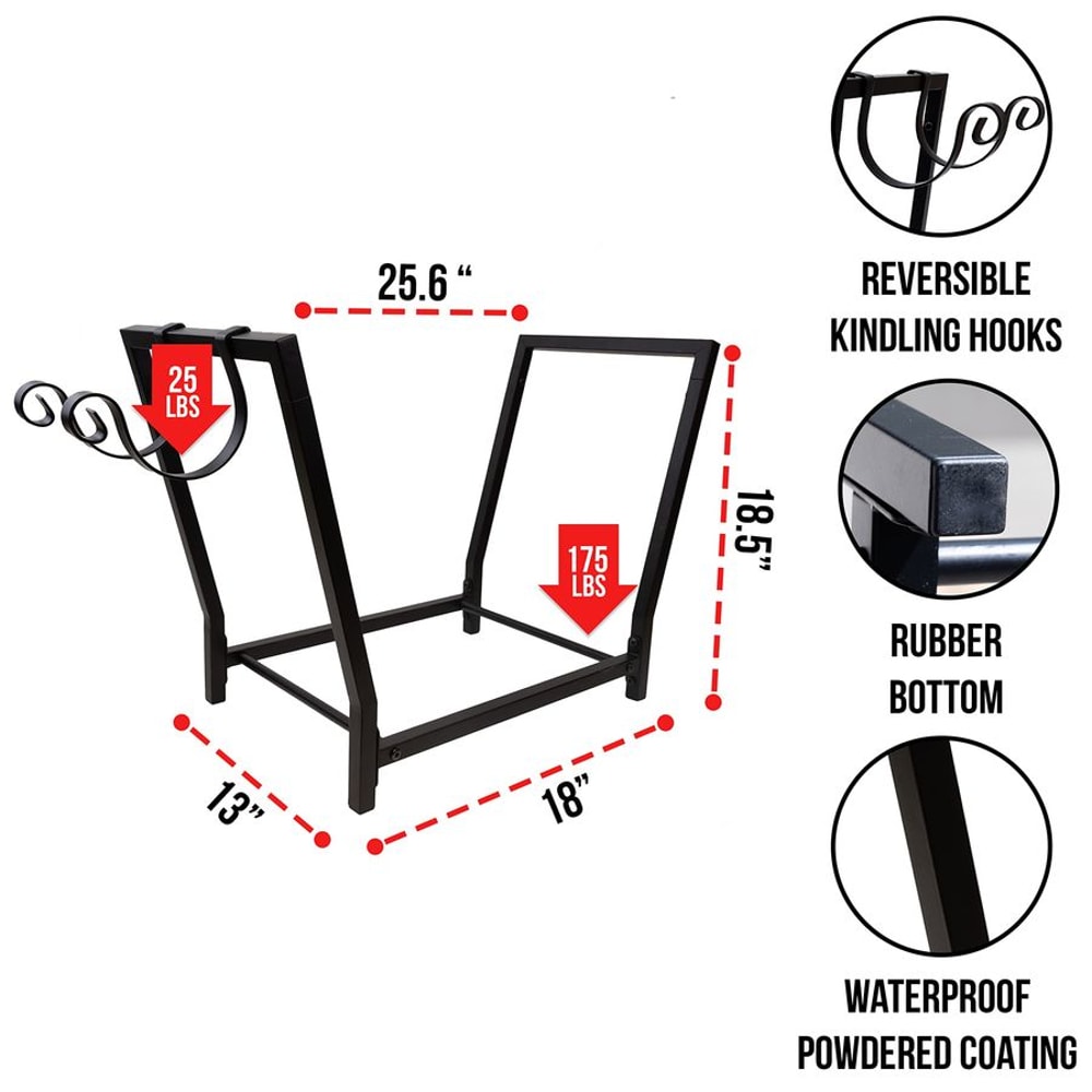 Outdoor Firewood Storage Rack with Kindling Hooks Durable and Versatile for Indoor/Outdoor Use