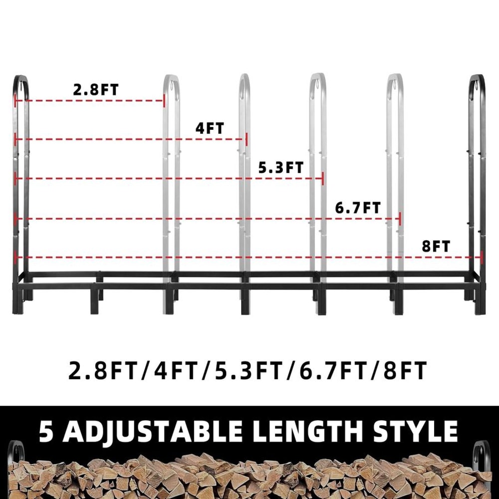 Heavy Duty Adjustable Firewood Rack with Cover Outdoor Log Storage and Lumber Holder