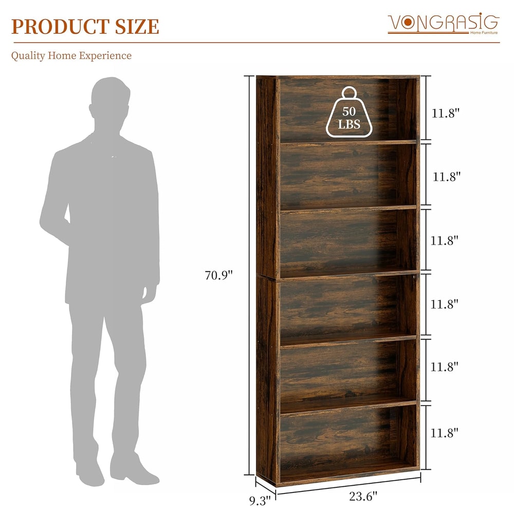 Tier Wood Bookcase Inch Tall Storage Display Shelf with Customizable Design