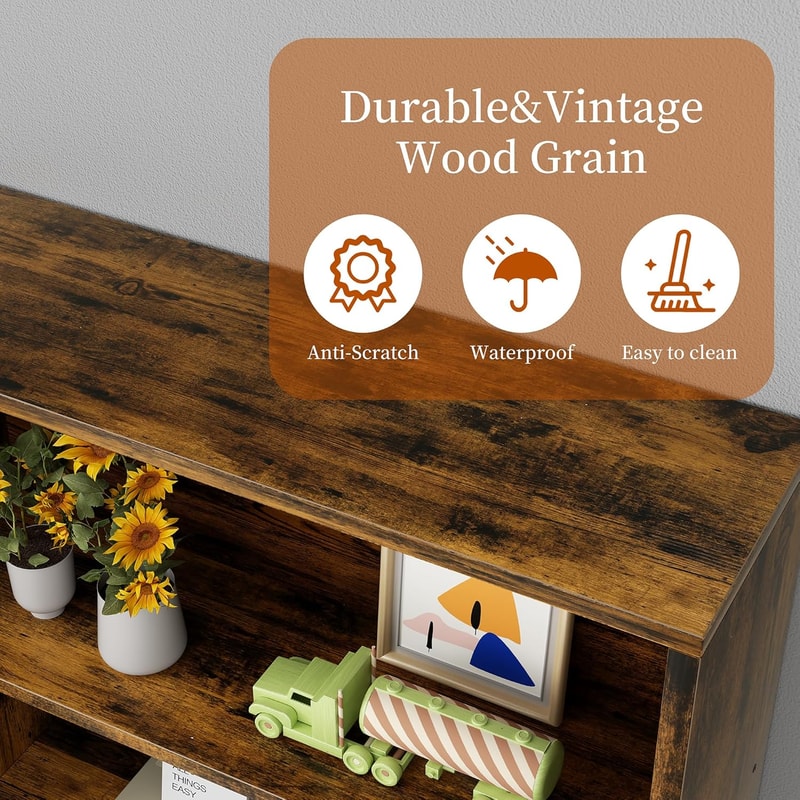 Tier Wood Bookcase Inch Tall Storage Display Shelf with Customizable Design